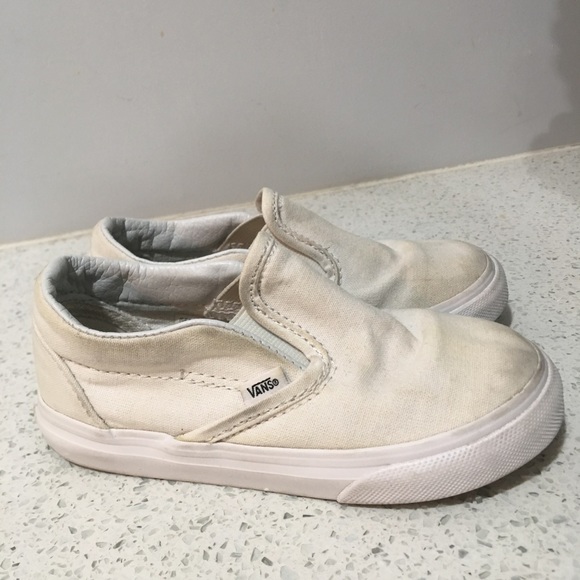 white slip on vans for kids